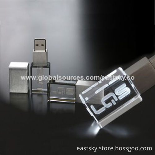 Custom Crystal USB Flash Drive, Different Light Colors, Attractive and Elegant Crystal, Shiny